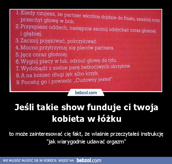 Jeśli takie show funduje ci twoja kobieta w łóżku