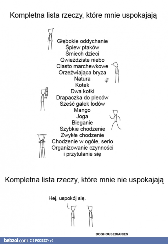 Co mnie uspokaja, a co nie