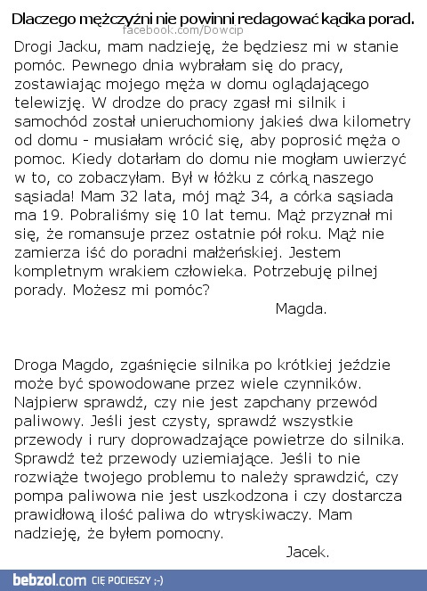 Kącik porad według mężczyzn