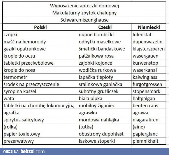 Wyposażenie apteczki