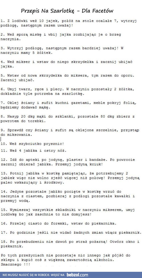 Przepis na szarlotkę - dla facetów