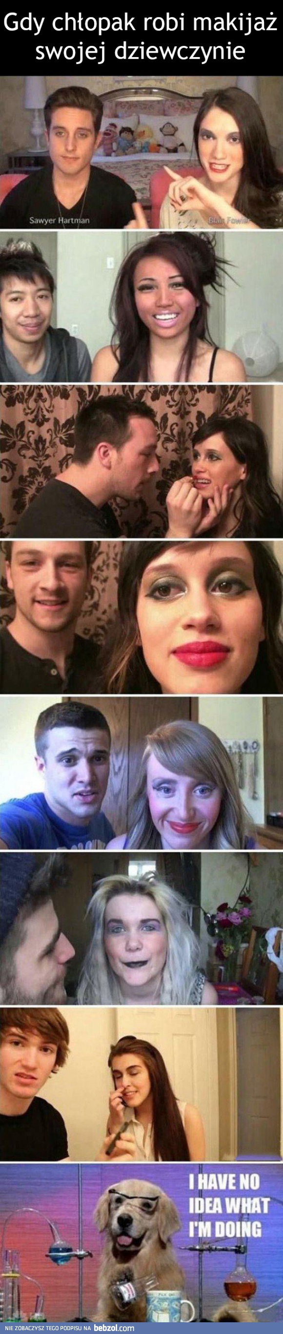 Gdy chłopak robi makijaż swojej dziewczynie