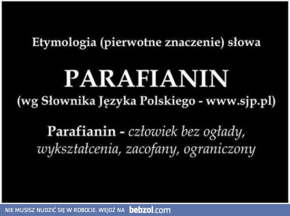 Parafianin - pierwotne znaczenie słowa