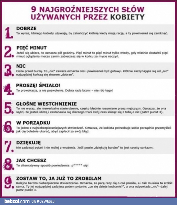 9 najgroźniejszych słów używanych przez kobiety