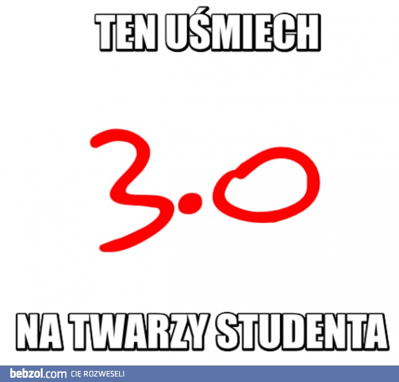 Uśmiech na twarzy studenta