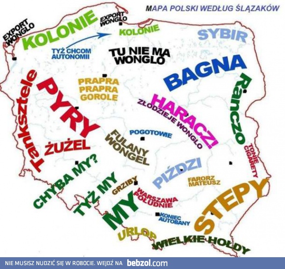 Mapa Polski według ślązaków