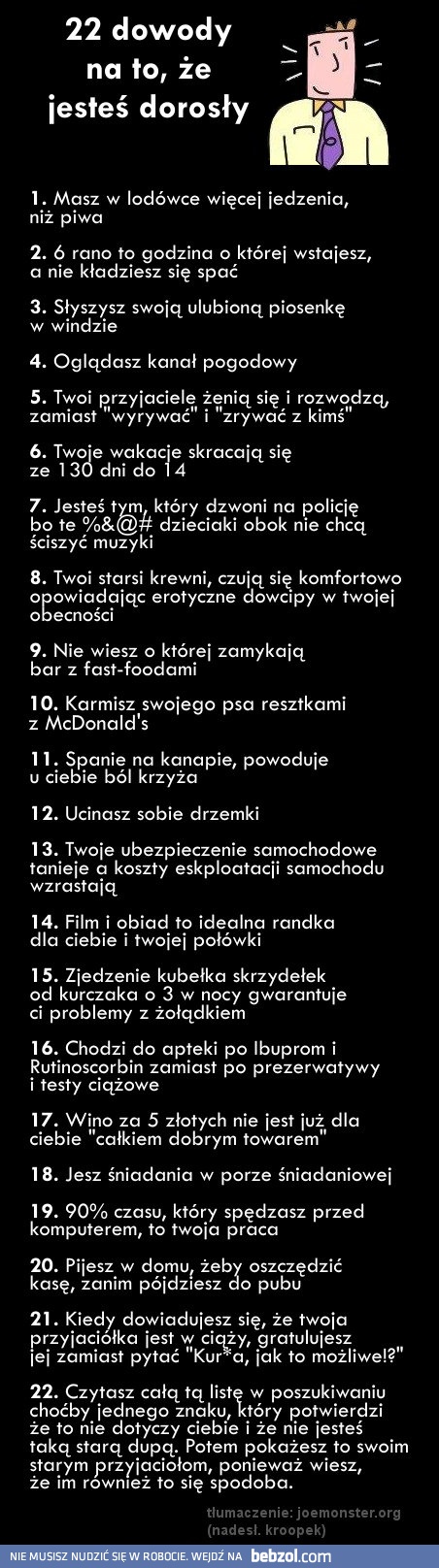 22 dowody na to że jesteś dorosły