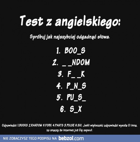 Test z angielskiego