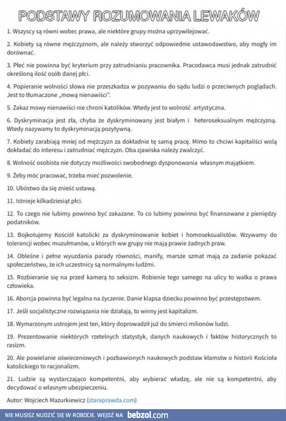 Dziwne rozumowanie lewicowców