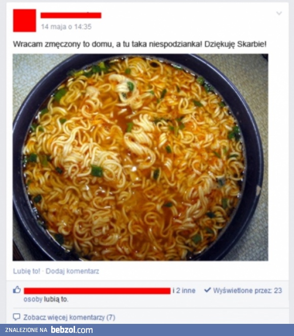 Typowe zdjęcie jedzenia na Facebooku