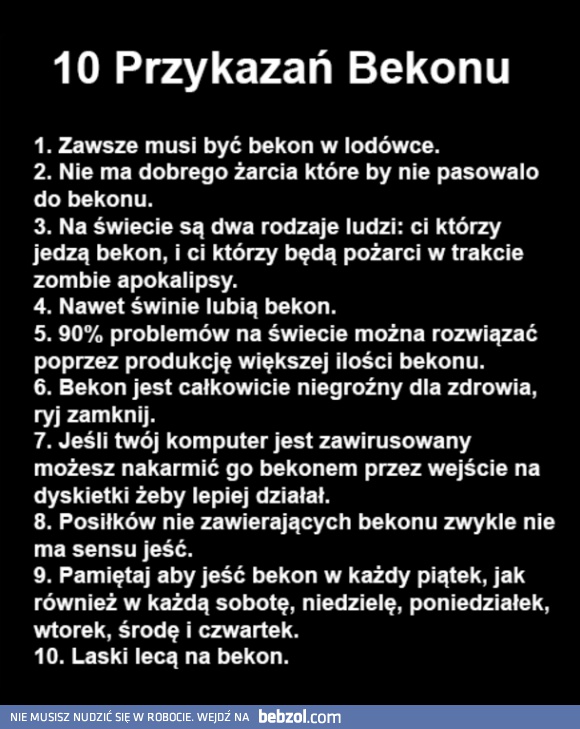 10 bekonowych przykazań