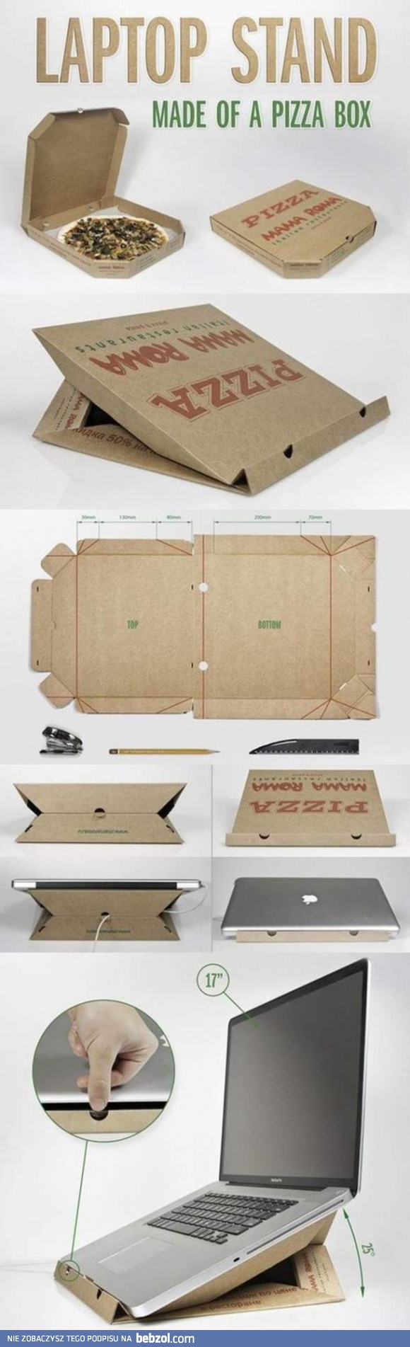 Podstawka pod laptopa z pudełka po pizzy
