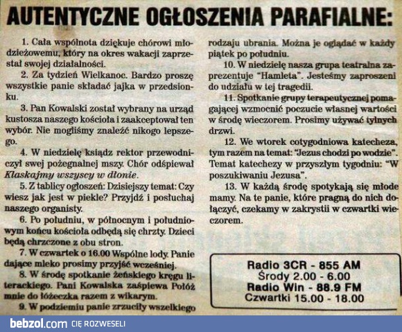 Ogłoszenia parafialne