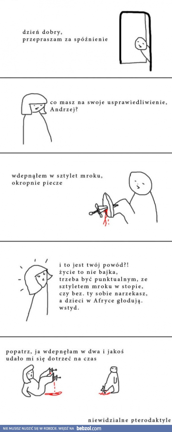 Przepraszam za spóźnienie