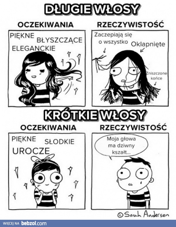 Długie i krótkie włosy