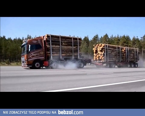 Porównanie drogi hamowania ciężarówek z przyczepą 