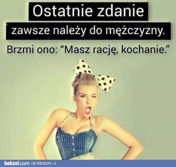 Ostatnie zdanie należy do mężczyzny