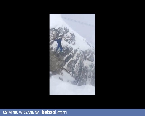 Skok narciarski z ogromnego urwiska