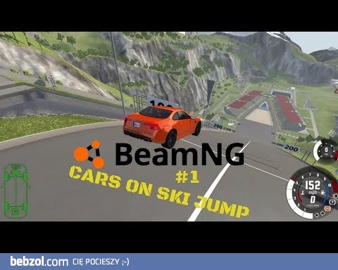 Samochody na skoczni narciarskiej w symulatorze zderzeń