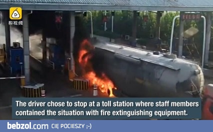 Kierowca pędził płonącą ciężarówką po autostradzie