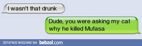 Chyba jednak był pijany