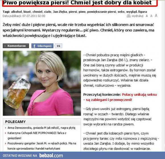 Piwo powiększa piersi!