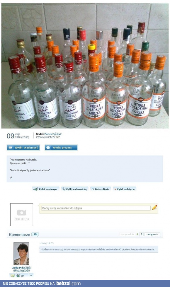 My nie pijemy na butelki...