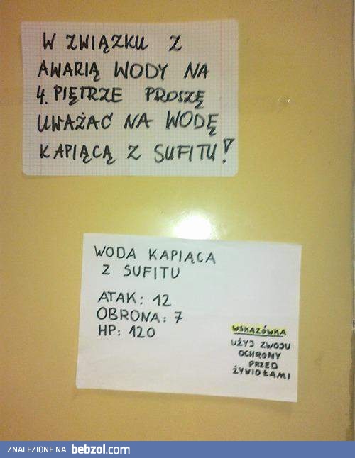 Rada na wodę kapiącą z sufitu