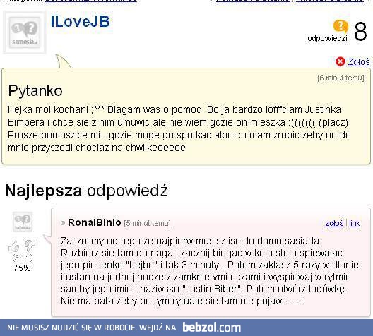 Rytuał po którym pojawia się Justin Biber