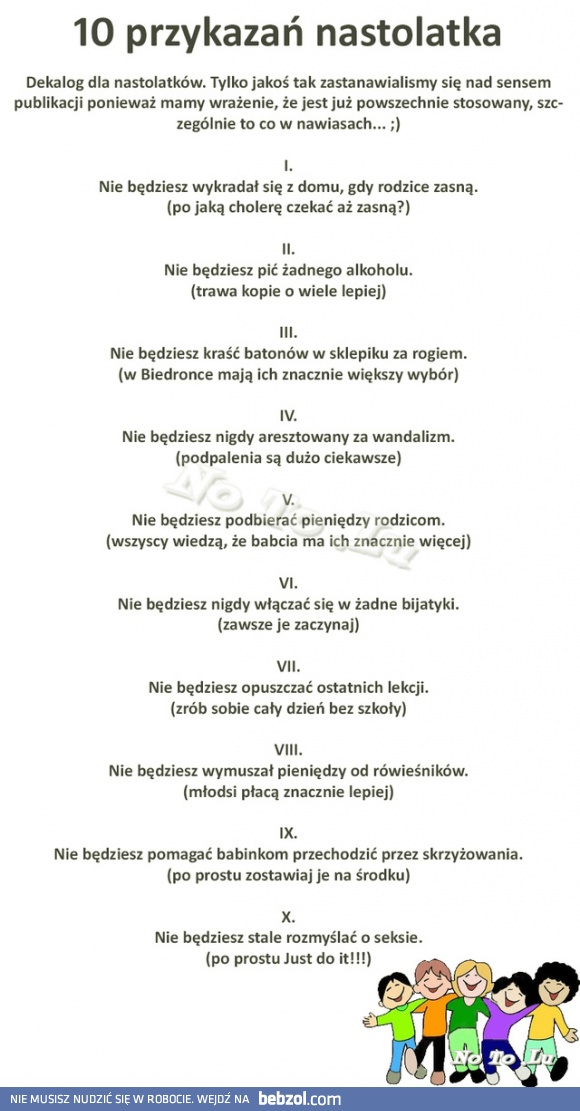 10 przykazań nastolatka