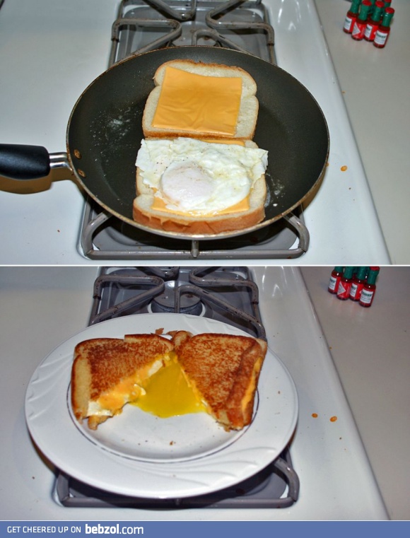 Grilled cheese fried egg sandwich