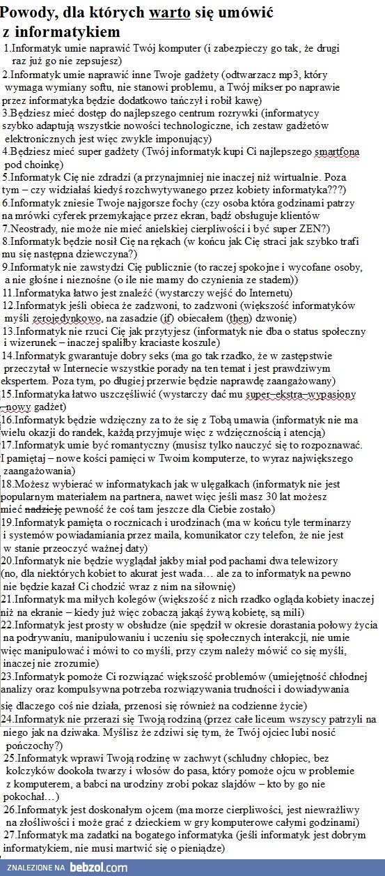 Powody dla których warto umawiać się z informatykiem