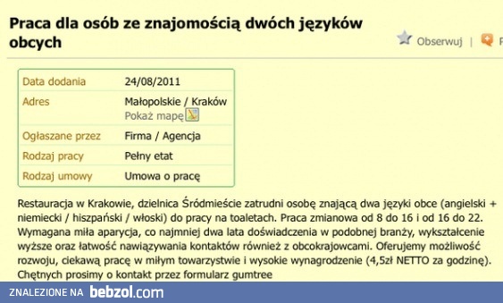 Wymagana znajomość języków obcych...