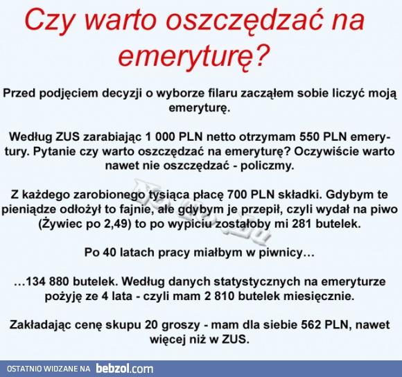 Czy warto oszczędzać na emeryturę?