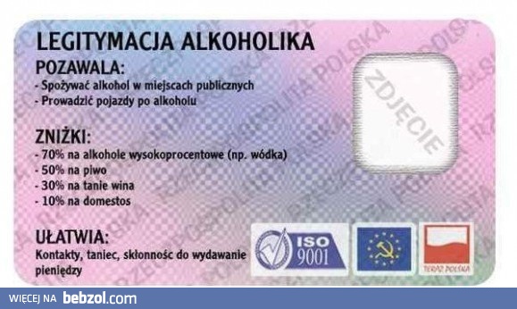 Legitymacja alkoholika