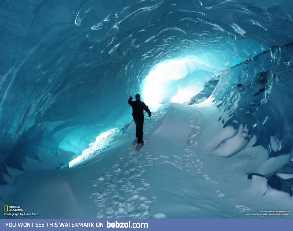 Walking through a frozen wave