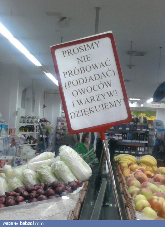 Uprzejma prośba sklepu