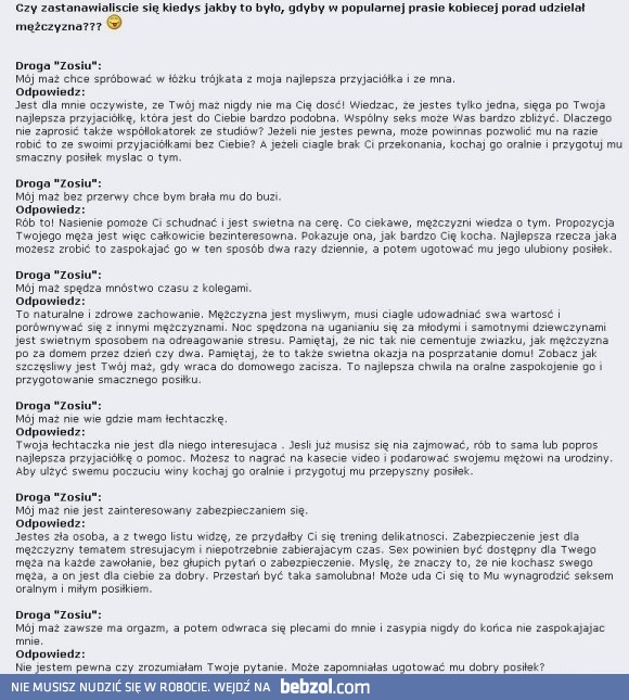 Męskie odpowiedzi w prasie kobiecej