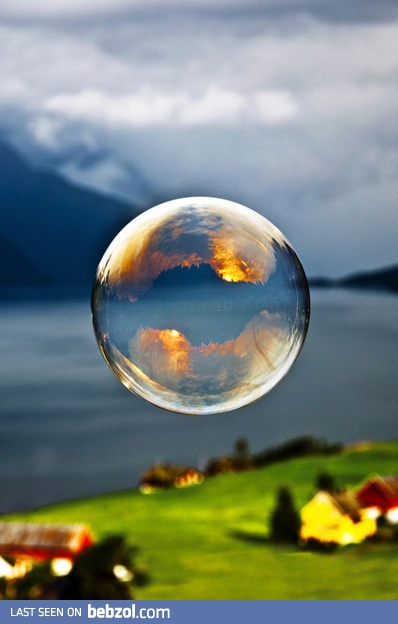 Sunrise reflected in a bubble