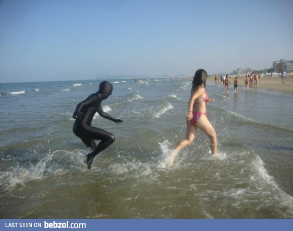 My friend on a beach in Italy  