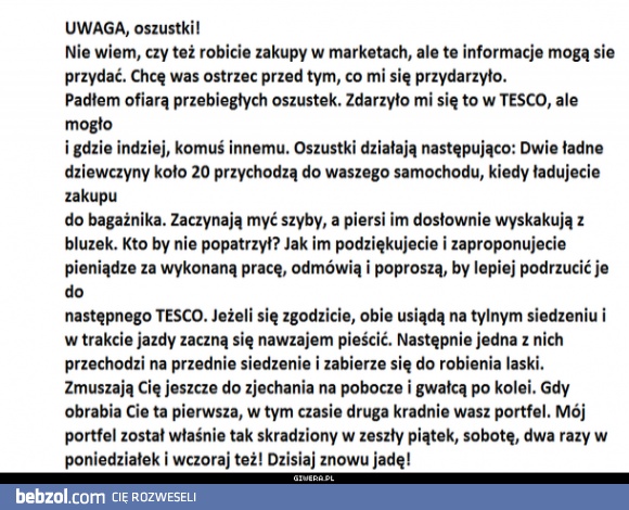 Ostrzeżenie przed oszustkami!