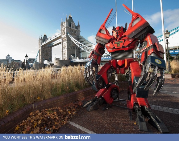 A transformer made from an original London bus!