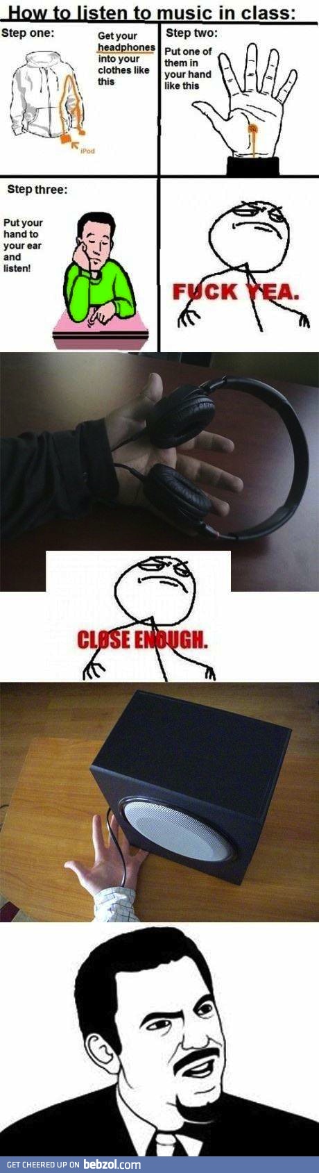 How to listen the music during the class?