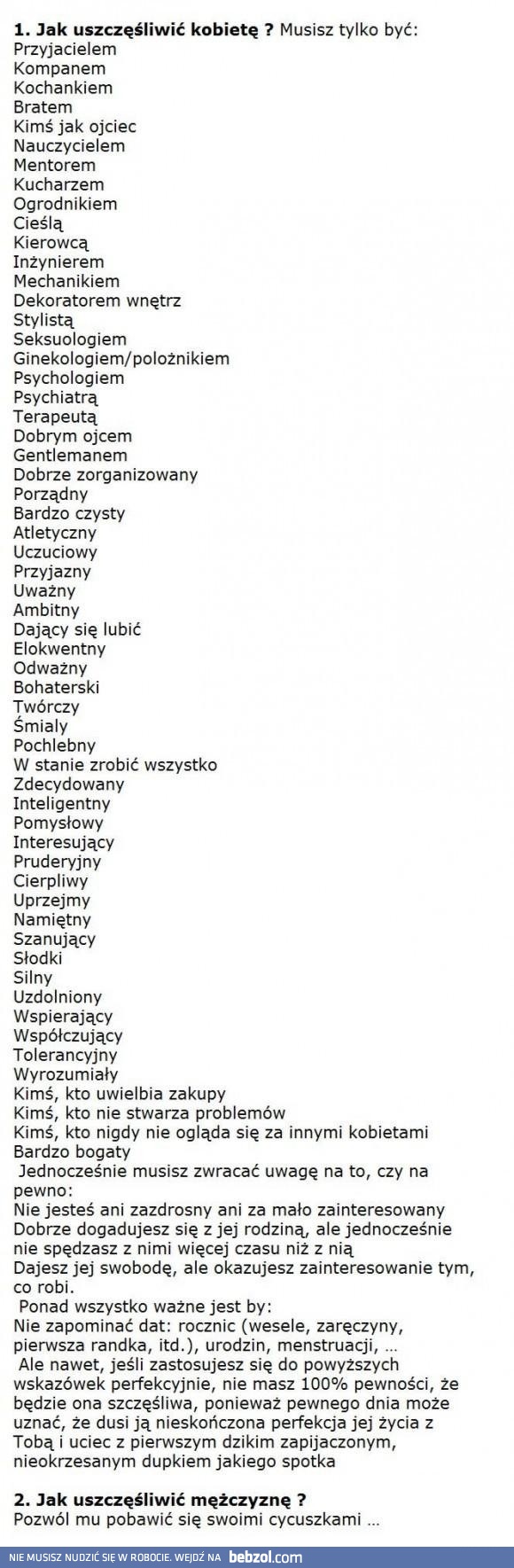 Jak uszczęśliwić kobietę?