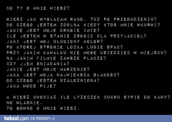 Co o mnie wiesz?