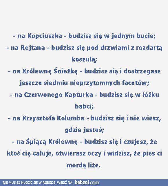 Przebudzenia po upojeniu alkoholowym...