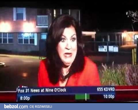 Przestraszona reporterka. 