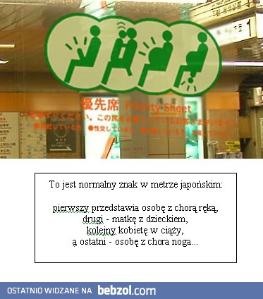 Informacja w japońskim metrze