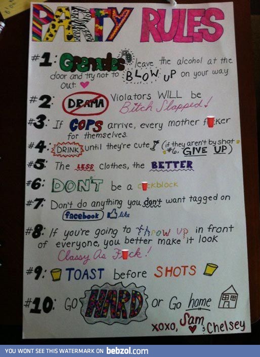 Awesome party rules