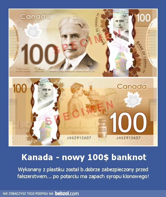 Kanada - nowy 100$ banknot